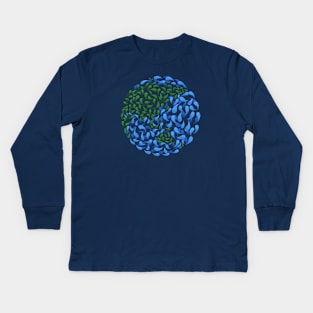 Asia Australia swirl globe, celebrate Earth Kids Long Sleeve T-Shirt